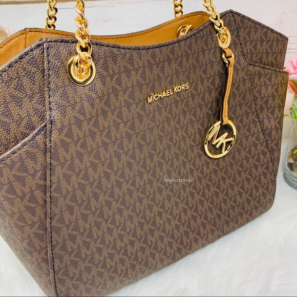 Large chain shoulder tote Michael Kors bag brown - Picture 2 of 8